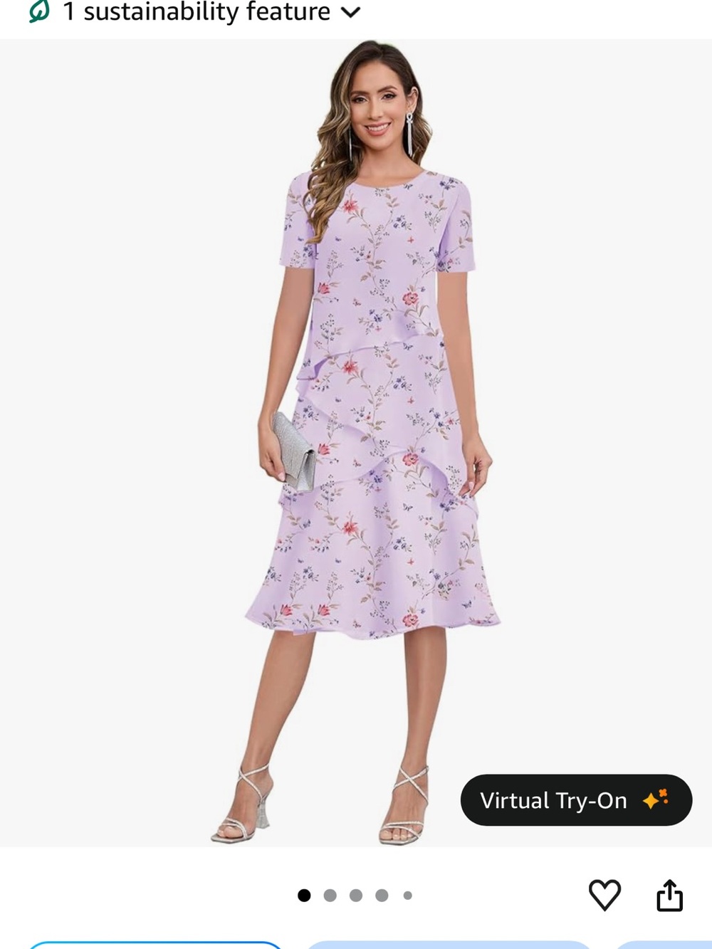 Amazon Lavender Floral Ruffle Midi Dress